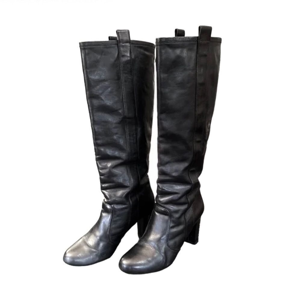 Rebecca Minkoff Black Leather Knee High Western Boots Size 8.5